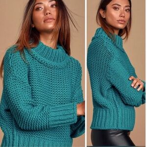 My Only Sunshine Dark Turquoise Free People knit sweater Small